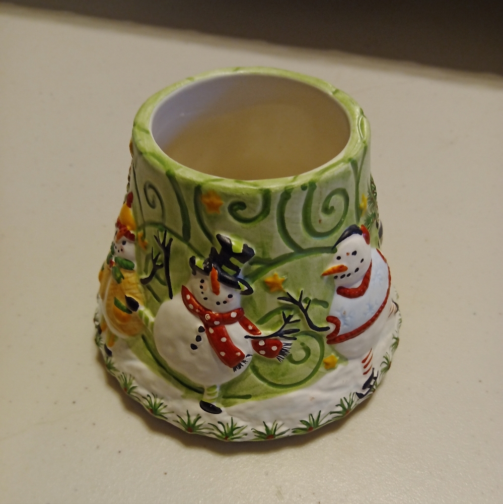 Yankee candle ceramic shade topper snowman Christmas.